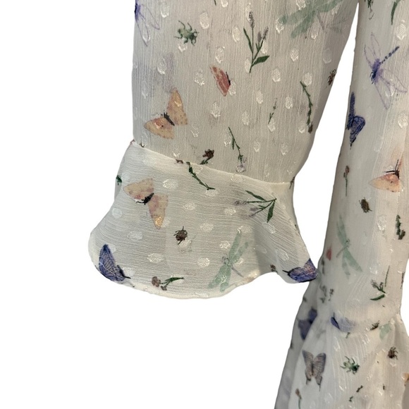 H&M Divided MIDI Butterfly Multi Colored White SZ 10 Feminine Cottagecore Fairy - Picture 11 of 13